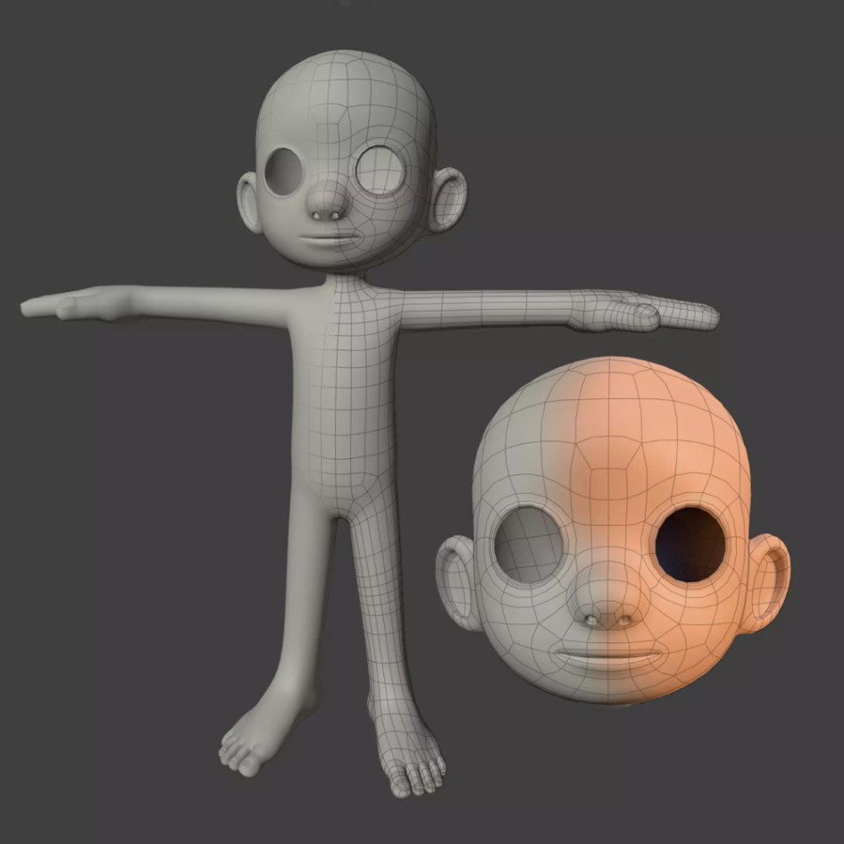 Stylized Boy Base Mesh — Clean Quad Topology for Sculpting