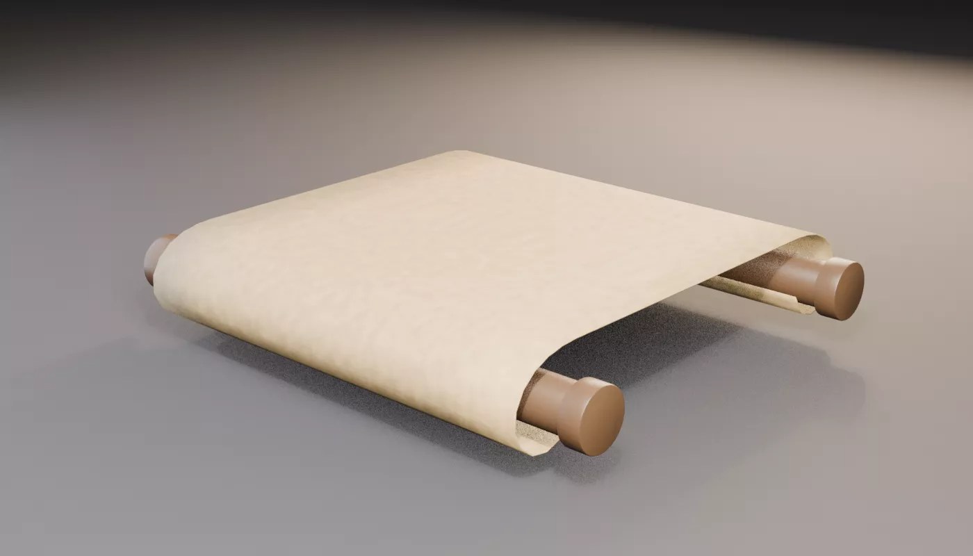 Antique Scroll Map — Rigged & Animated 3D Prop for Blender